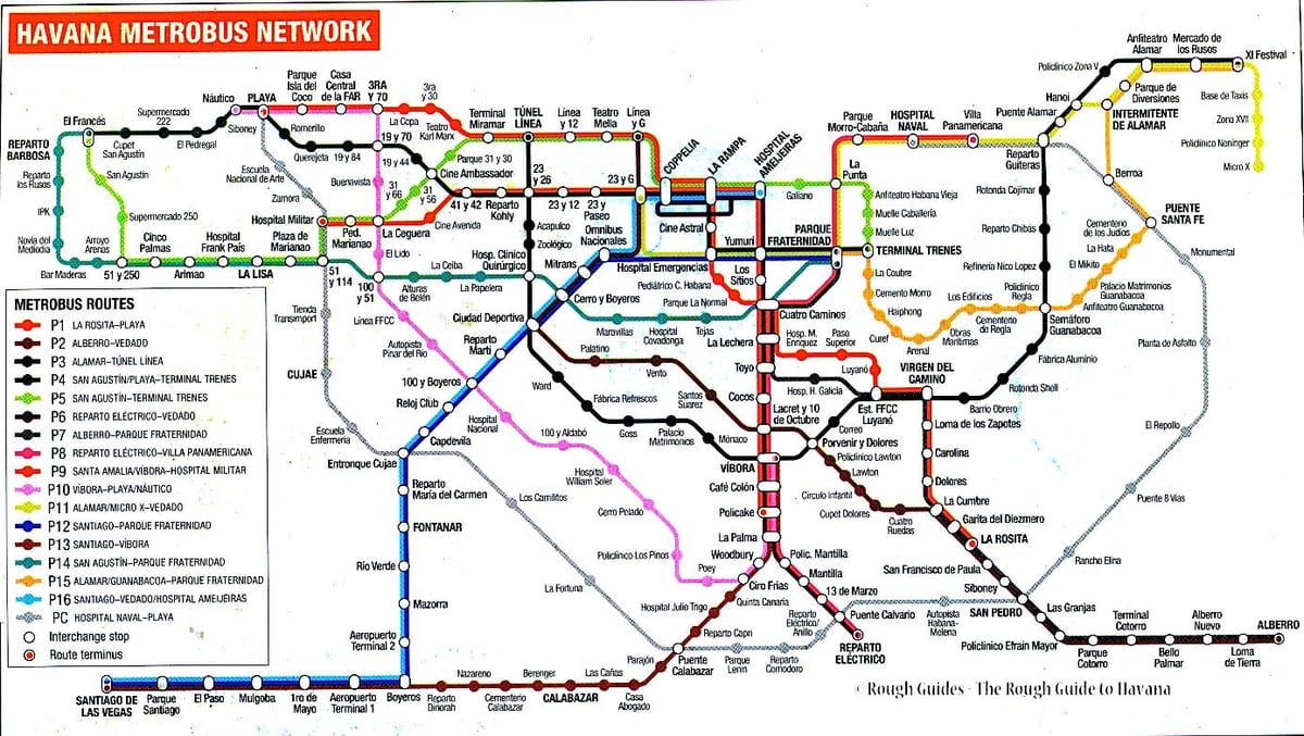 mapa Habanako autobusa