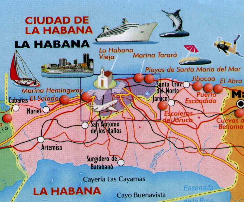 mapa Habanako hondartzak